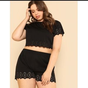 Shein Laser Cut Festival Crop Top and Shorts Set